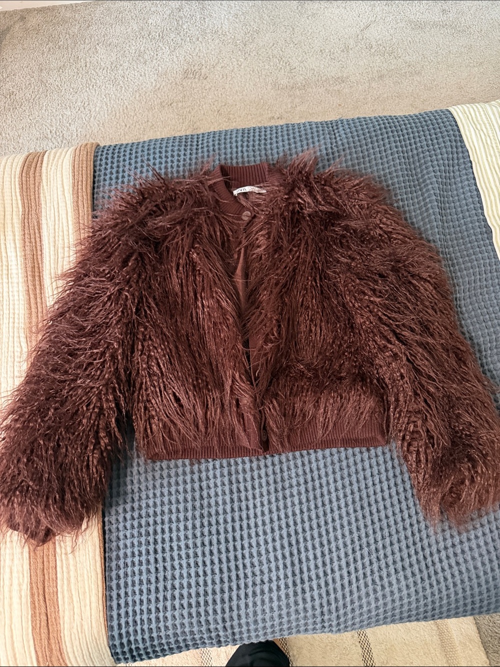 Kids Faux Fur Brown Jacket - Cozy Shaggy Style